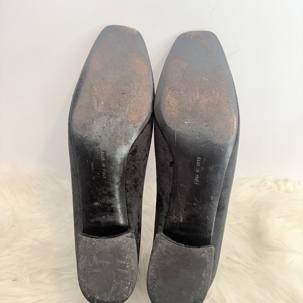 Salvatore Ferragamo Black Velvet Gancini Loafers DQ 58542 Square Toe Womens 7.5 - Picture 15 of 15